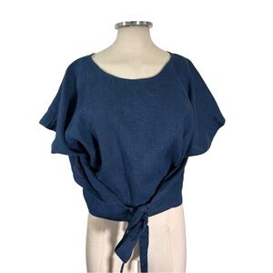 Not Perfect Linen Short Sleeve Wrap Front Top Size M/L